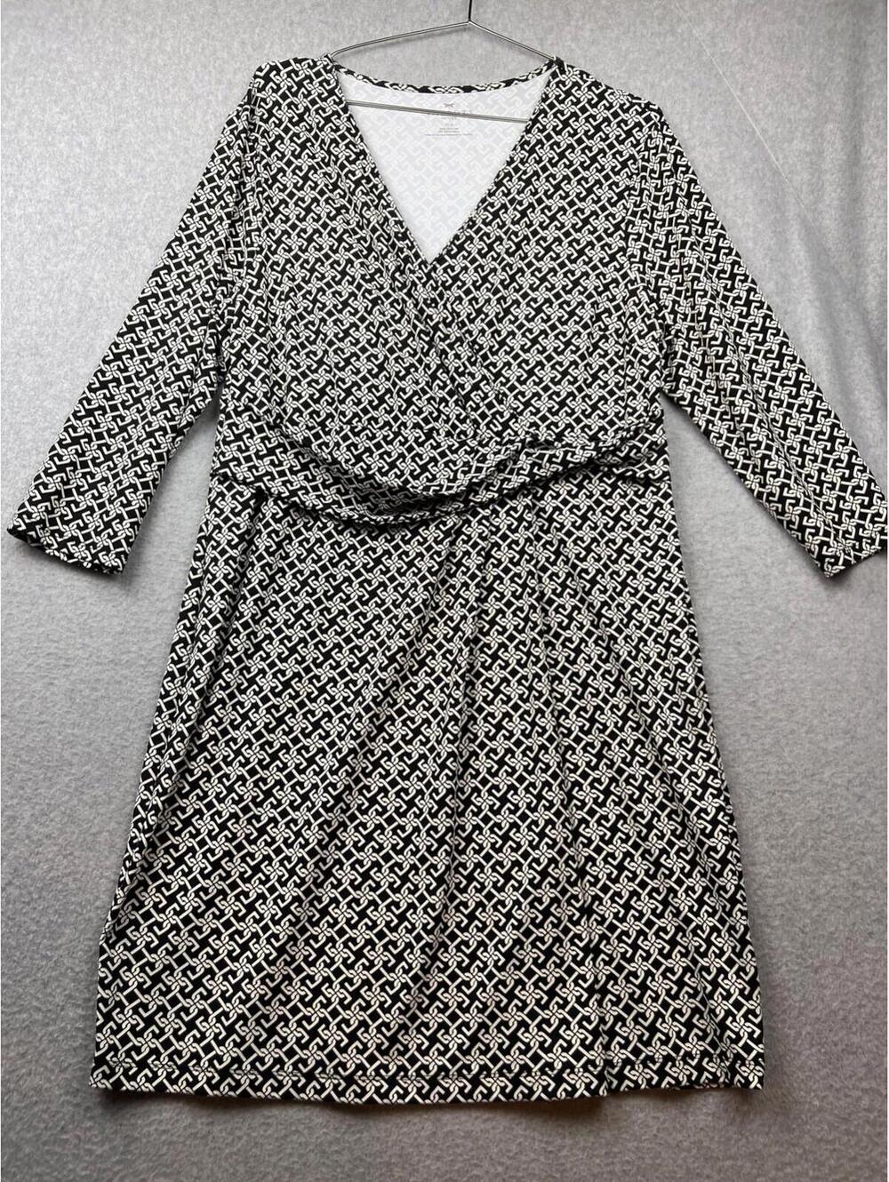 Talbots Faux Wrap Sheath Dress Womens Peities Size XL Stretchy LIghtWeight